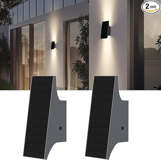 SOTTLOT Solar Sconce Lights Outdoor, Dimmable Solar Wall Lights Up and Down, 3000K 700LM Solars Lights Outdoor IP65 Waterproof for Yard Patio Garage Porch, 2pcs