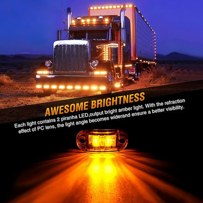 Nilight 2.5Inch Oval Side Marker Light 20PCS 2 Diode LED Trailer Indicator Clearance Lights Waterproof Surface Mounted for 10-30V Truck Camper Boat Lorry