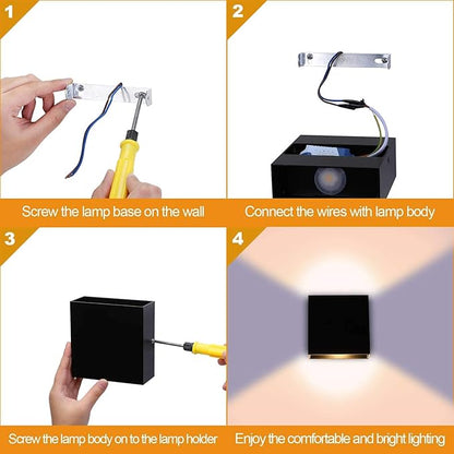 Lightess Indoor Wall Sconce Dimmable 10W, Modern LED Wall Lamp Black, Up Down Wall Mount Lights Mini Metal for Living Room Bedroom Hallway Decor, Warm White, O1185TP