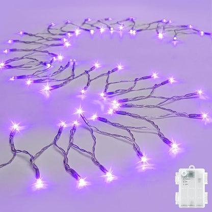 cshare String Lights Outdoor Waterproof 9.8ft 30 LED, Purple Fairy Lights Battery Operated with Timer Clear Wire for Indoor & Outdoor Christmas Halloween Decorations Garland Party Garden