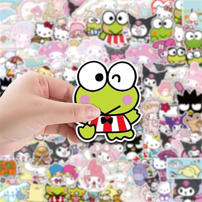 100Pcs Cartoon Kawaii Sanrio Stickers for Kids,Vinyl Waterproof Kuromi Kitty Melody Stickers for Water Bottle Laptop Computer Phone Luggage Skateboard Lunchbox Decals Gifts for Kids Teen Adults