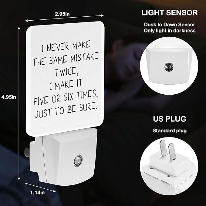 LED Night Light Lamp with Smart Sensor Dusk to Dawn Sensor,Funny Quote Saying Night Light Daylight White,0.5W Plug-into Wall for Adults,Bedroom,Bathroom,Hallway,Kitchen