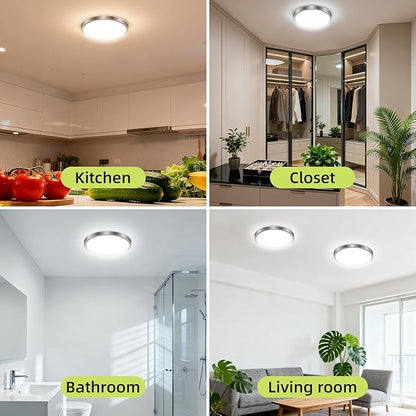 hepside 6PACK Flush Mount LED Ceiling Light Fixture 5CCT 7Inch 15W & 100W Equivalent Closet Light Fixture,Small Round Slim Surface Ceiling Lamp for Hallway,Bathroom,Bedroom,Kitchen,Interior