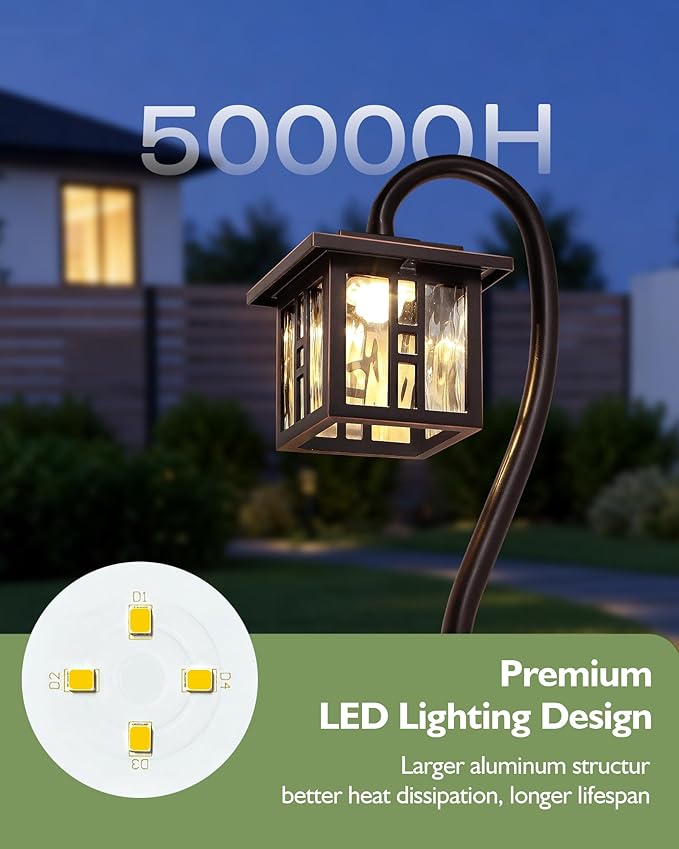 LITFIT Low Voltage Landscape Lighting, 12V 3W 185LM 3000K ORB Electric Pathway Lights, Waterproof Wired Garden Light with Connectors for Walkway Yard, Die-Cast Aluminum, 50000H Integrated LED, 4Pack