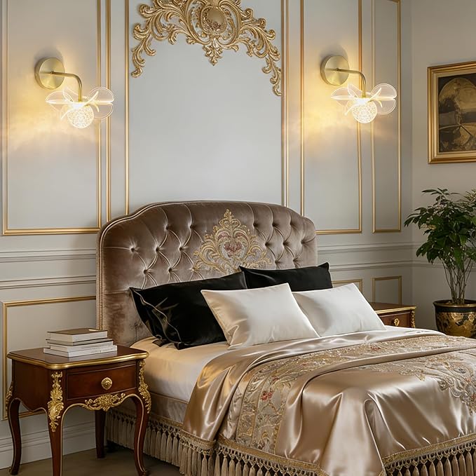 Wall Lights for Living Room with Flower Lamp, Wall Lamps for Bedroom with Bathroom Light Fixtures with 3 Color, Modern LED Wall Sconce Light for Bedroom Living Room Corridor Vanity Hallway