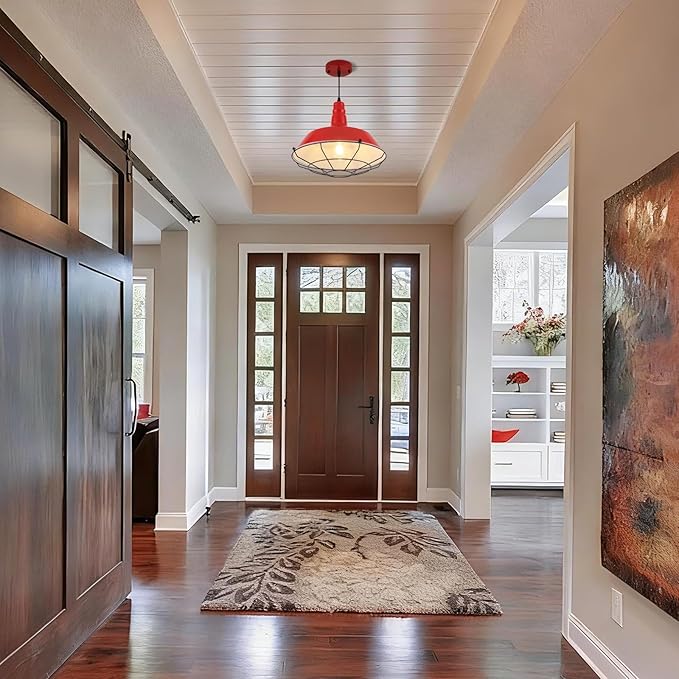 Red Oversize Pendant Light, Modern Large Pendant Lighting 14.1" 3 Packs, Kitchen Pendant Lights, Farmhouse Pendant Light, Pendant Lights Kitchen Island for Kitchen, Living Room, Bedroom