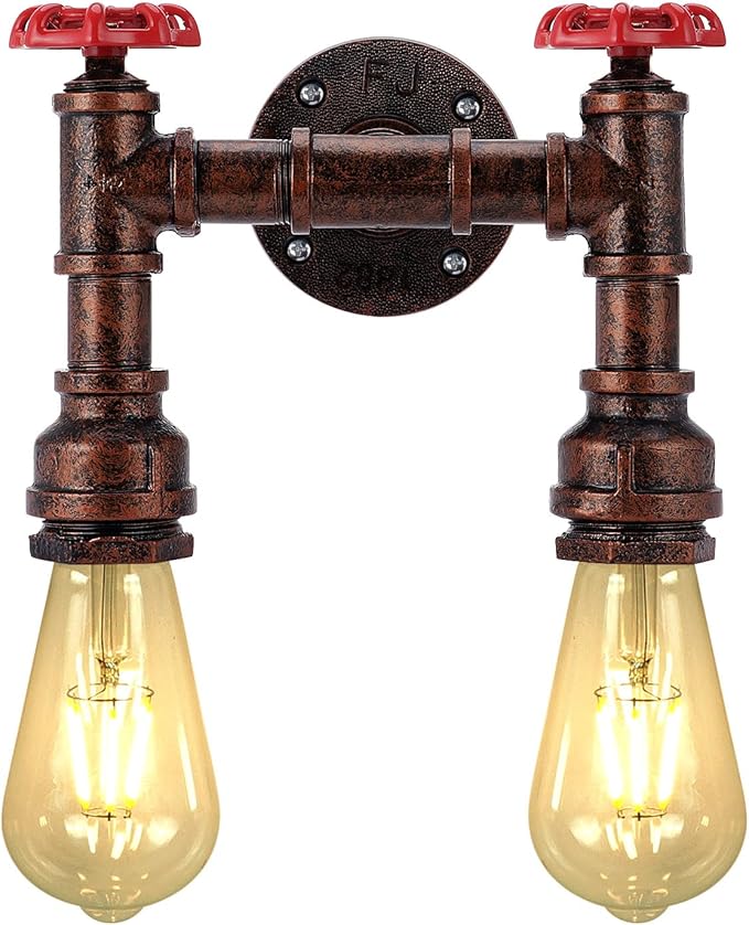 Kawell Vintage Wall Light Fixtures Industrial Retro Wall Sconce Light Creative Water Pipe Wall Lamp Iron Art E26 60W Max for Bedroom Kitchen Restaurant Loft Cafe Bar Hallway