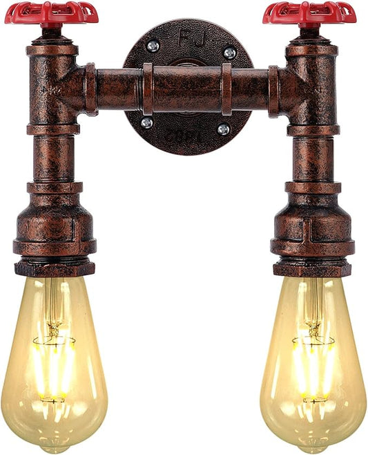 Kawell Vintage Wall Light Fixtures Industrial Retro Wall Sconce Light Creative Water Pipe Wall Lamp Iron Art E26 60W Max for Bedroom Kitchen Restaurant Loft Cafe Bar Hallway