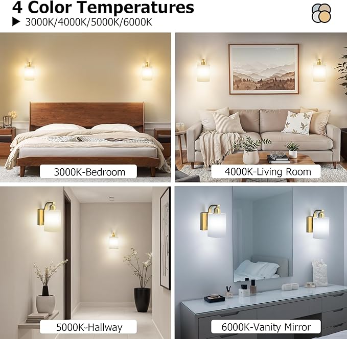 iThird 1 Pack Battery Operated Wall Sconce Light: Gold 6000mAh Rechargeable Wall Lights with Touch and Remote Control, 4 CCT Dimmable Wireless Wall Lamps for Bedroom Living Room Hallway