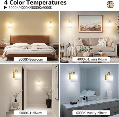 iThird 1 Pack Battery Operated Wall Sconce Light: Gold 6000mAh Rechargeable Wall Lights with Touch and Remote Control, 4 CCT Dimmable Wireless Wall Lamps for Bedroom Living Room Hallway