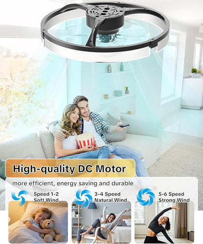 AIKVSXER 20" Ceiling Fan with Light, Modern Low Profile Fan Light, Quiet DC Motor, 6 Speeds, 3000K-6500K Dimmable LED, App & Remote Control, for Bedroom Living Room Indoor Home Decor