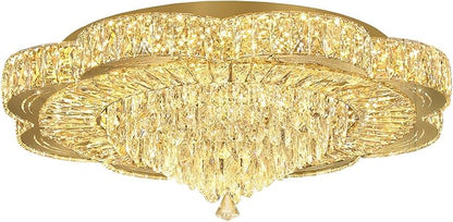 Modern Crystal Chandelier for Living Room 32in Gold Crystal Raindrop Ceiling Light for Room Bedroom LED Dimmable 3000-6000K