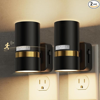 L LOHAS LED Motion Sensor Night Light Plug in, Night Lights Plug into Wall with Adjustable Brightness, 3000K Warm White, 1W Energy-Saving Nightlight for Bathroom Bedroom Kitchen Hallway, 2 Pack