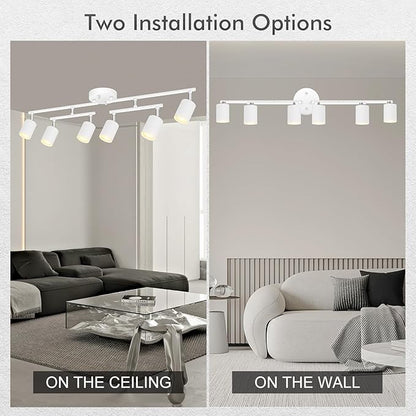BoostArea 6 Light Track Lighting Fixtures Ceiling, 24W White LED Track Lighting, Ceiling Lights with 2700K Warm White Lighting, Modern Track Lighting Kit for Kitchen/Hallyway/Bar