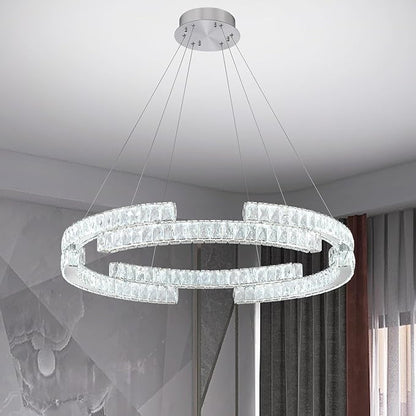 Modern32 in Crystal Ring Chandeliers for Living Room Dinning Room DIY Crystal Ring Pendant Light Dimmable 3000k-6000k