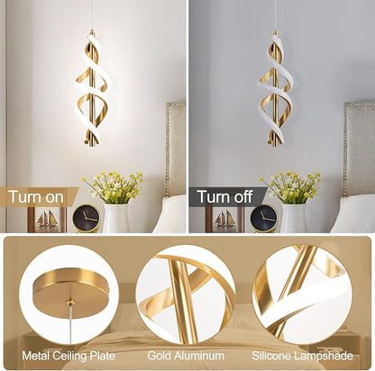Gold Pendant Light,4000K Modern LED Pendant Lights Kitchen Island,Adjustable Pendant Lighting Over Island Hanging Pendant Light Fixtures for Kitchen Dining Room Hallway Foyer,1 Pack(Gold)