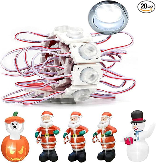 DC12V Replacement Lights for Inflatables 20Pcs 3 LED Lights Inflatables White with Self Adhesive - LED Lights Inflatables Yard Holiday Lawn Inflatables, Inflatables, Christmas Blowups.