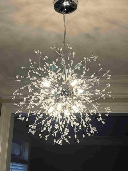 Modern Firework 8 Lights Crystal Chandeliers, Sputnik Dandelion Chrome Chandelier Light Fixture Pendant Lighting for Bedroom, Foyer, Hallway, Entryway, Kitchen, Dining Room