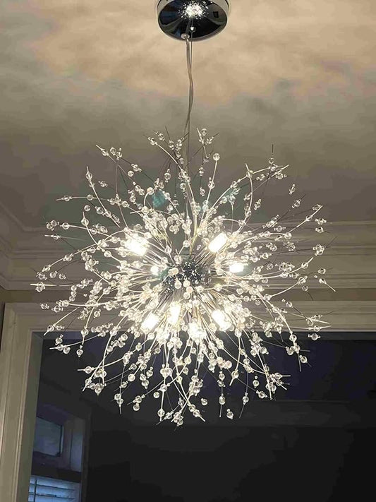 Modern Firework 8 Lights Crystal Chandeliers, Sputnik Dandelion Chrome Chandelier Light Fixture Pendant Lighting for Bedroom, Foyer, Hallway, Entryway, Kitchen, Dining Room