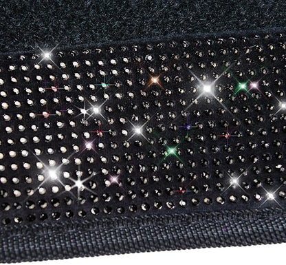 CAR PASS Bling Diamond Car Floor Mats, Sparkling Crystal Shining Glitter Rhinestone Carpet, Anti-Slip PVC Heel Pad Waterproof Universal for Automotive SUV,Sedan,Van,4pcs Girl Women Men Black Diamond