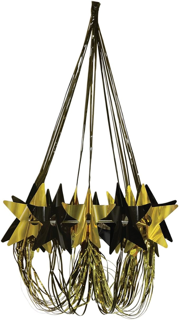 Beistle Party Supplies Star Chandelier, 35" (Black/Gold)