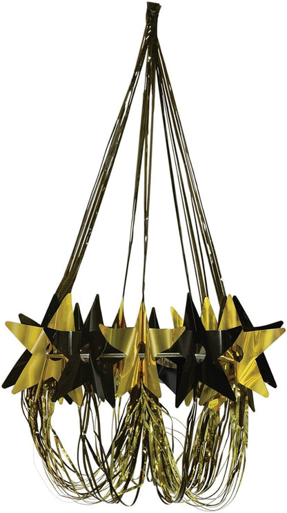Beistle Party Supplies Star Chandelier, 35" (Black/Gold)