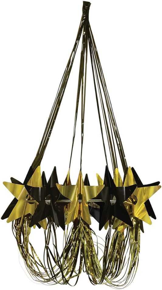 Beistle Party Supplies Star Chandelier, 35" (Black/Gold)
