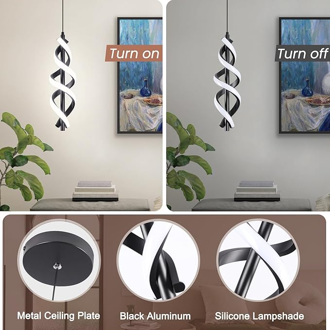 Black Pendant Light,4000K Modern LED Pendant Lights Kitchen Island,Adjustable Pendant Lighting Over Island Hanging Pendant Light Fixtures for Kitchen Dining Room Hallway Foyer,1 Pack