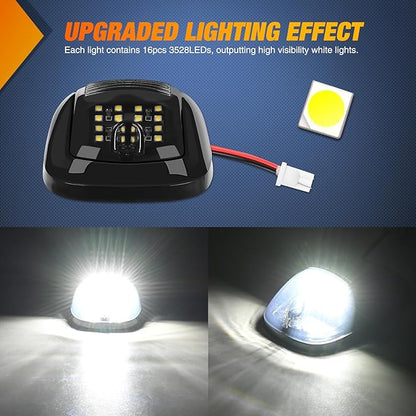 Nilight Cab Roof Marker Light 5 PCS 16 LED Smoked Lens White Top Clearance Lights Kit Waterproof Surface Mount for Ford Dodge Ram SUV POV Pickup Trucks