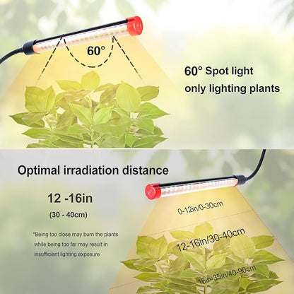 4Head Tabletop Grow Lights for Indoor Plants, Seed Starting, Bonsai, 4/8/12/16/20H Timer, 36 Watt Power Draw, NO Need Adapter, Bright and Big Coverage, Best Gift for Plants Lover