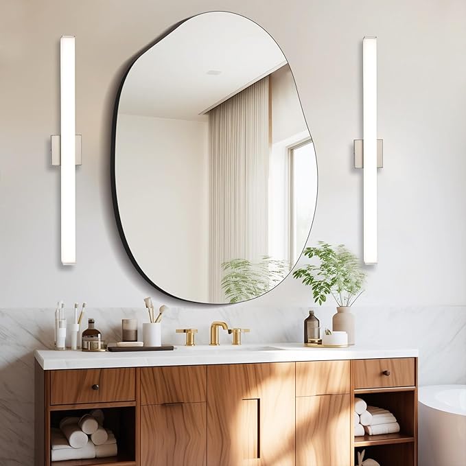 Bathroom Vanity Light Brushed Nickel Square LED 24 inch 14W 4000K Natural White Light Wall Bar Lighting Fixtures Over Mirror (Brushed Nickel, 31.5in 4000K Dimmable)