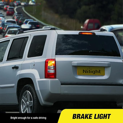 Nilight Third Brake Light Tail High Mount 3rd Stop Lights Smoked Lens Compatible with Jeep Patriot 2007 2008 2009 2010 2011 2012 2013 2014 2015 2016 2017 Van SUV Rear Center Cab Lamp