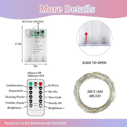 4Pack 80FT 240LED Fairy Lights Battery Operated with Remote & Timer 8 Modes Twinkle String Lights Battery Powered Indoor Outdoor Waterproof for Bedroom Wedding Christmas Décor Warm White & Multicolor