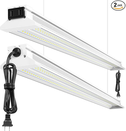 ELEKICO Super Bright 60W Led Shop Lights 4FT 2-Pack| Ceiling Or Hanging Mount| 5000K 9000lm Linkable 4' Led Ceiling Garage Lighting Light Fixtures for Garage Shop Workshop Barn Lighting