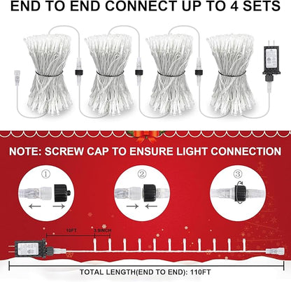 100FT 300 LED Christmas Lights Plug in,Cool White Waterproof Fairy Lights with Timer/8 Modes, Christmas Tree Lights Lighting Outdoor Indoor Garden Party Wedding Christmas Tree Decoration