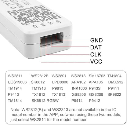 RGBZONE Bluetooth LED Controller, SP110E Pixel LED Light Strips Controller, Smart APP Control for 5V/12V/24V WS2812B WS2813 SK9822 APA102 SK6812 LPD8806 DMX512 1903 RGB/RGBW