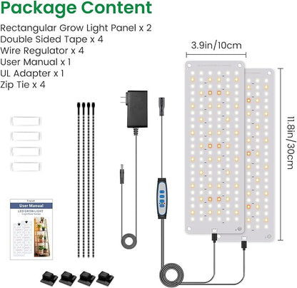 Aumtrly Grow Lights for Indoor Plants, 276 LED Full Spectrum Plant Light for Indoor Growing Seed Starting, 2 Pack Slim Grow Lamp with UL Adapter, 6/12/16H Timer, 3 Light Modes, 5 Dimmable