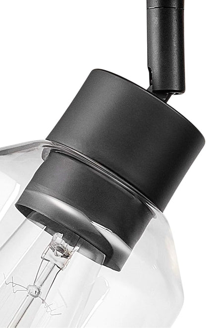 Globe Electric 59798 3-Light Track Lighting, Wood Toned and Matte Black Finish, 25 inch, Clear Glass Shades, Adjustable Heads, E26 Base, Dimmable, Rustic Modern Style