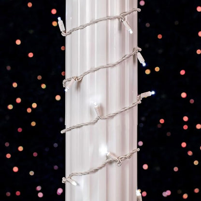 Novelty Lights 25ft Christmas String Lights, 50 Pure White LED Bulbs on White Wire, 6" Spacing, Connectable Indoor Outdoor Commercial Grade Lighting for Holidays Patio Weddings