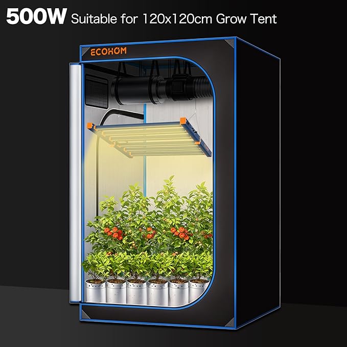 ECOHOM 500W LED Grow Light, Full Spectrum Dimmable Daisy Chain, Pro Bar Style for 4x4ft Grow Tent, Foldable & Hanging Growing Lamp for Indoor Plants Seedlings, Veg and Bloom