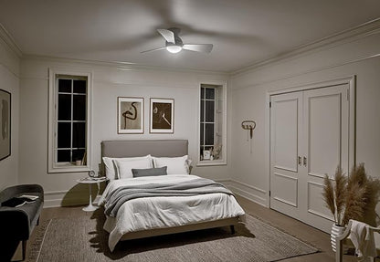 Kichler 330151MWH 44 Inch Sola Ceiling Fan LED, 3 Speed Wall Control Full Function, Matte White Finish with Matte White Blades