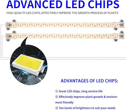 Hywyimlait 13 Inches Strip Growing Lamp for Indoor Plants, 3500K Full Spectrum LED Grow Light Strips with Auto ON/Off, 3/9/12H Timer & 10 Dimmable Levels for Green House Succulent (2 Head×3 Pack)