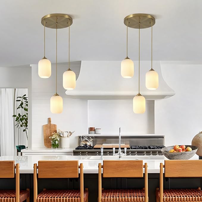 3 Light Cluster Gold Pendant Lighting Small Milk Glass Pendant Light White Cylinder Hanging Pendant Light Antique Brass Pendant Lights Kitchen Island