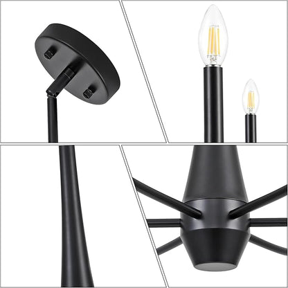 ACNKTZ Black Chandelier, 6-Light Modern Farmhouse Chandeliers for Dining Room Light fixtures Over Table Hanging, Industrial Metal Chandelier for Entryway Kitchen Island Bedroom Living Room