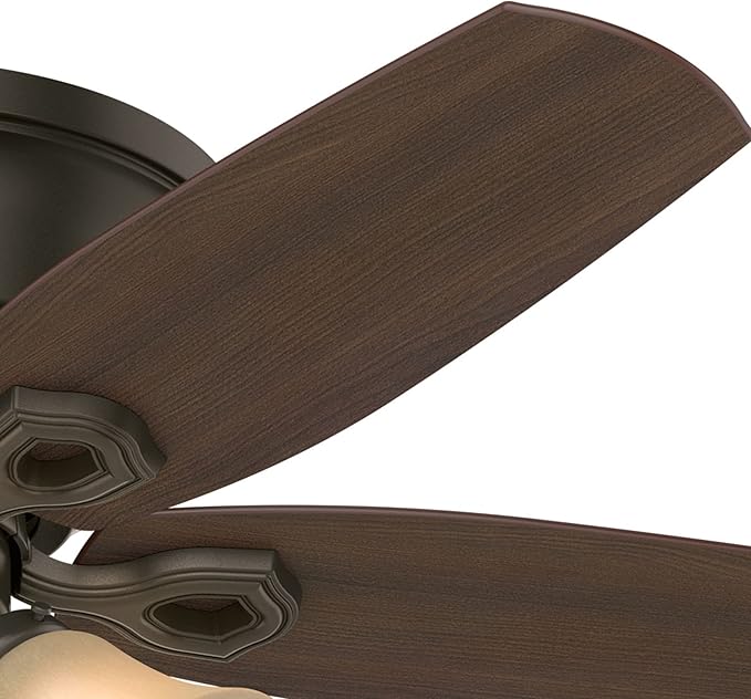 Hunter 42 inch Indoor Ceiling Fan with LED Lights - Bronze Ceiling Fan with Pull Chain, For Bedroom, Living Room, or Kitchen, Low Profile Flush Mount, No Remote, 5 Blades - Builder 51091, New Bronze