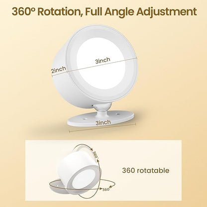 Wall Mounted Lamp LED Wall Lights with Rechargeable Battery Operated, 3 Color Temperatures & 3 Brightness Levels 360°Rotate Magnetic Ball, Cordless Sconces for Reading Bedroom Bedside,White-2 Pack