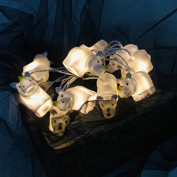 5.4 FT Cute Rhino String Lights,10 LED Christmas Rhino Fairy Light Night Light Battery Operated for Home Party Camping Decoration (Rhino)