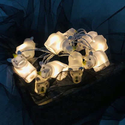 5.4 FT Cute Rhino String Lights,10 LED Christmas Rhino Fairy Light Night Light Battery Operated for Home Party Camping Decoration (Rhino)
