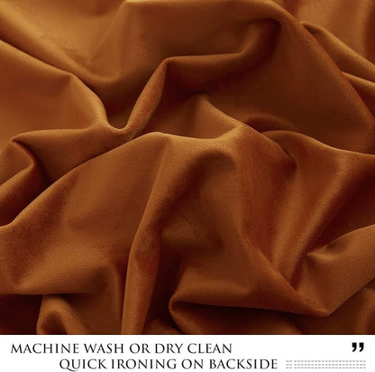 StangH Burnt Orange Curtains, Autumn Fall Decor Elegant Velvet Window Panels, Energy Efficient Super Soft Drapes for Living Room/Cafe/French Door, W52 x L102 inches, 1 Panels