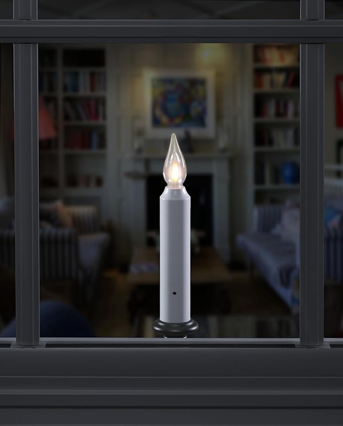 Xodus Innovations VC1820A 4 Battery Operated Vintage Filament LED Flameless Window Candles with Dusk to Dawn Timer and 3 Flame Settings